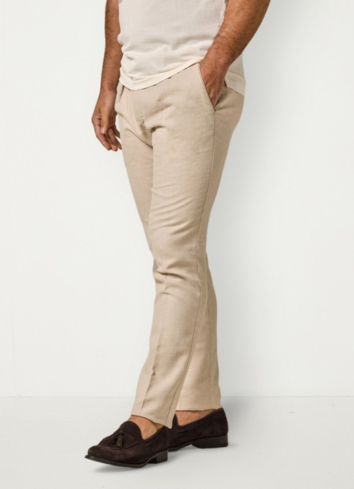 Profuomo Straight fit broek in linnenblend