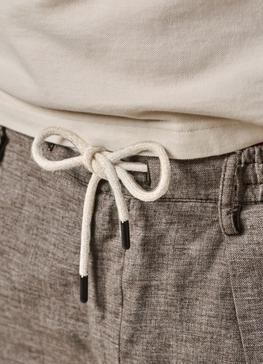 Profuomo Straight fit broek in linnenblend - detail 4 bruin