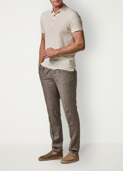 Profuomo Straight fit broek in linnenblend - voorkant 2 bruin