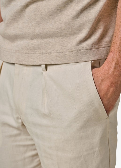 Profuomo Straight fit chino in linnenblend - detail 4 wit