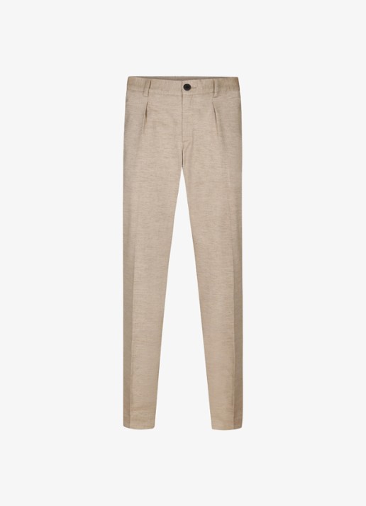 Profuomo Straight fit chino in linnenblend - voorkant zand
