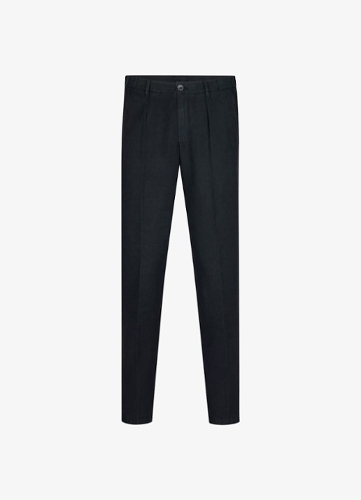 Profuomo Straight fit chino katoen linen blend - voorkant 4 blauw