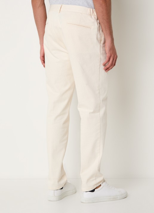 Profuomo Straight fit chino met steekzakken - achterkant gebroken wit