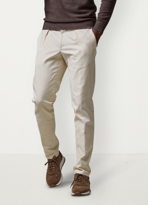Profuomo Straight fit chino met steekzakken - detail 3 gebroken wit