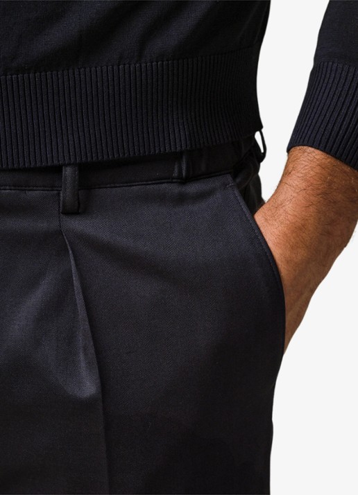 Profuomo Straight fit chino van wol - detail 4 donkerblauw