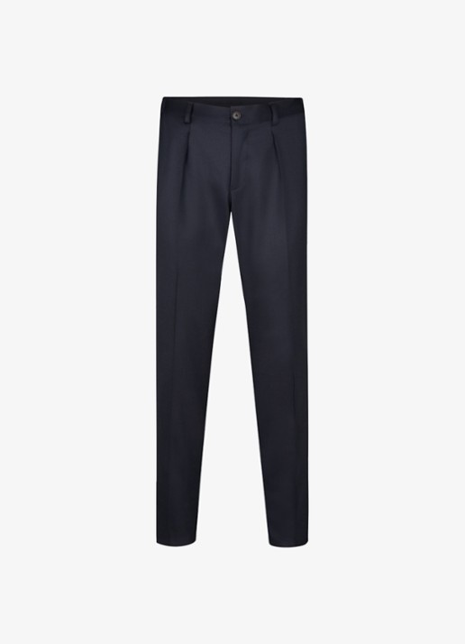 Profuomo Straight fit chino van wol - voorkant donkerblauw