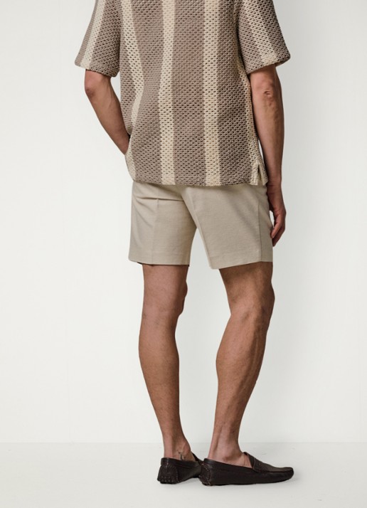 Profuomo Straight fit korte broek in linnenblend - achterkant 3 wit