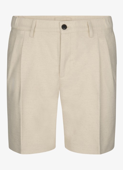 Profuomo Straight fit korte broek in linnenblend - voorkant wit