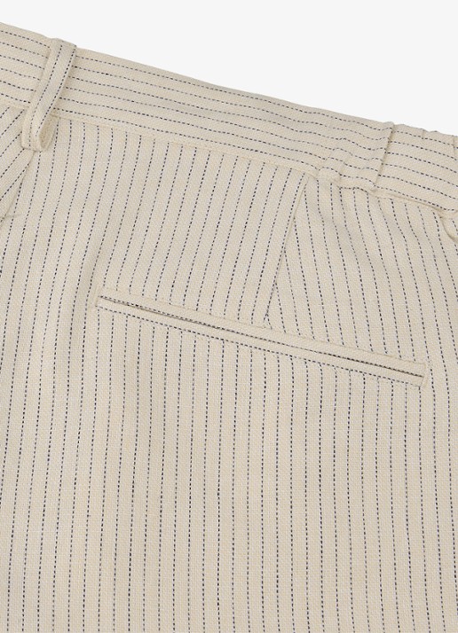 Profuomo Straight fit korte broek in linnenblend - detail 3 gebroken wit