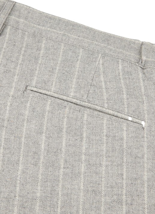 Profuomo Straight fit pantalon in scheerwolblend met streepprint - detail 3 grijsmele