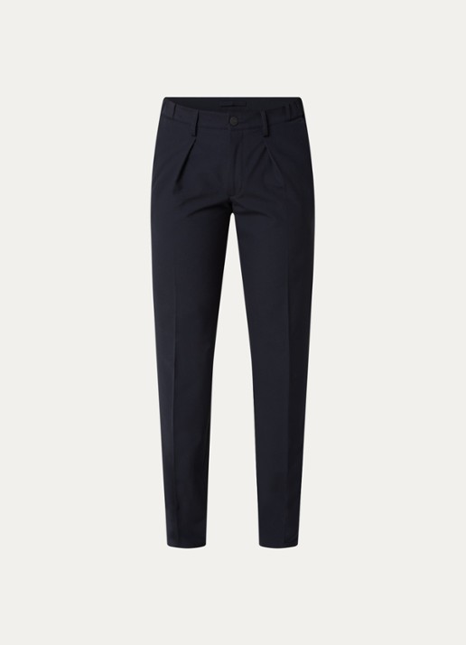 Profuomo Straight fit pantalon met steekzakken - voorkant donkerblauw