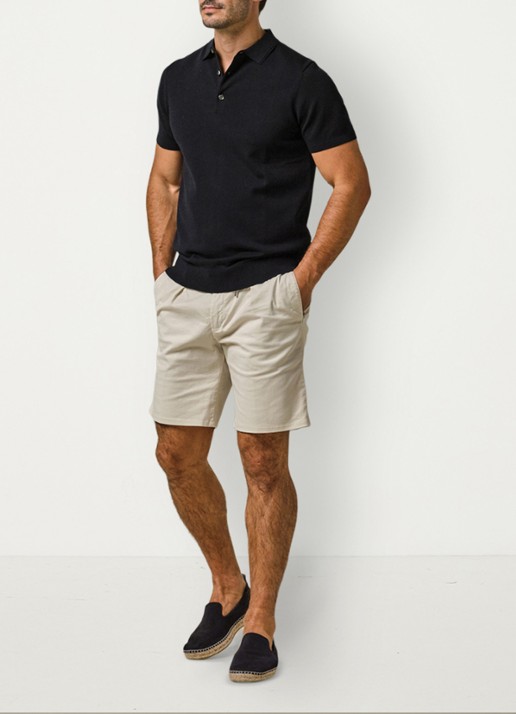 Profuomo Straight fit short met stretch - voorkant 2 gebroken wit