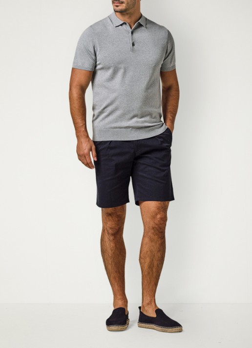 Profuomo Straight fit short met stretch - voorkant 5 donkerblauw