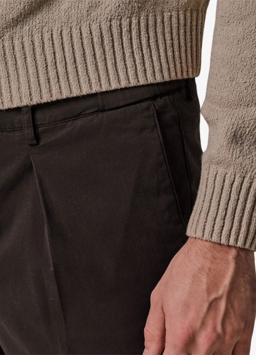 Profuomo Straigth fit chino met stretch - detail 4 donkerbruin