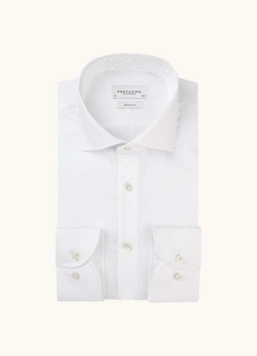 Profuomo Strijkvrij regular fit overhemd - voorkant 3 wit