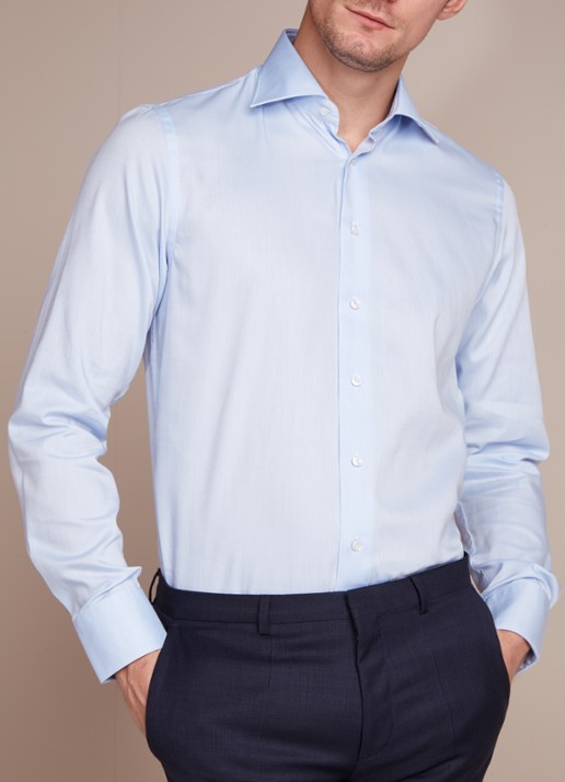 Profuomo Strijkvrij regular fit overhemd - detail 4 lichtblauw