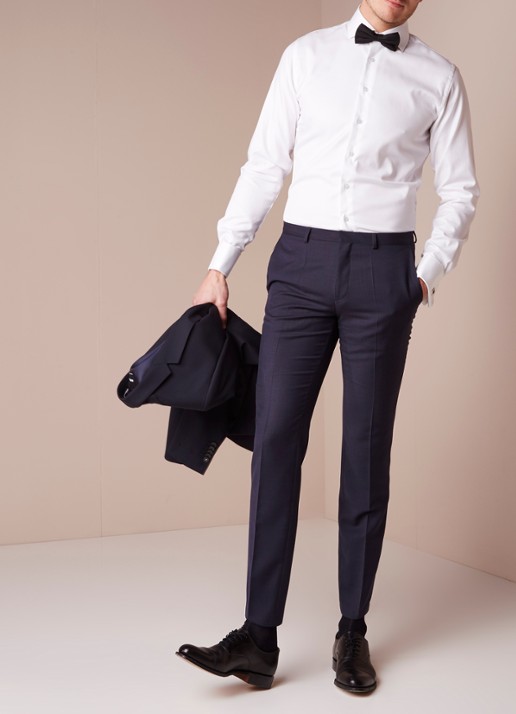 Profuomo Strijkvrij slim fit overhemd met dubbele manchet - voorkant 3 wit