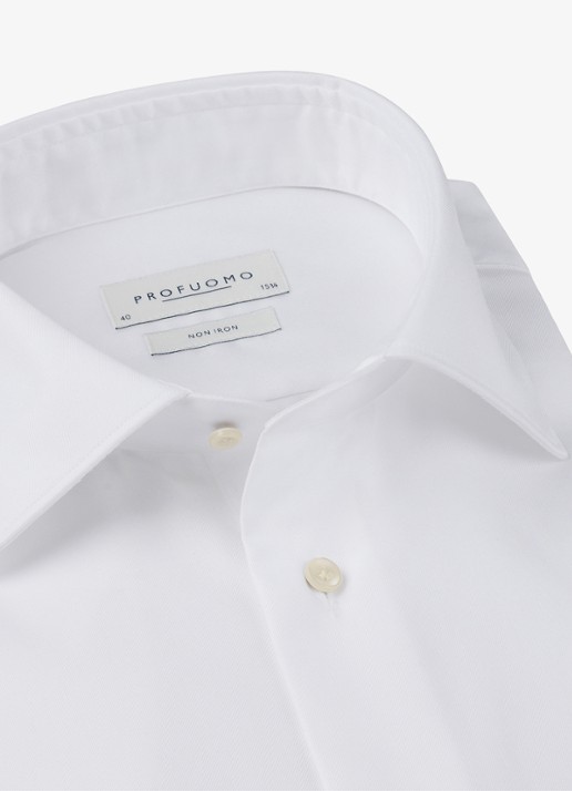 Profuomo Strijkvrij slim fit overhemd met widespread kraag - detail 2 wit