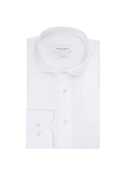 Profuomo Strijkvrij slim fit overhemd - voorkant 2 wit