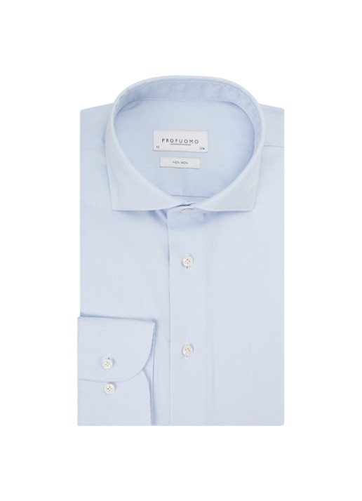 Profuomo Strijkvrij slim fit overhemd - voorkant 2 lichtblauw