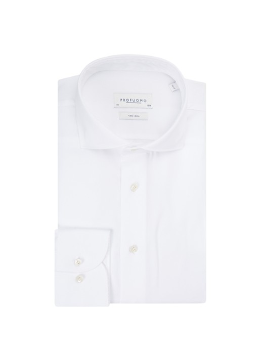 Profuomo Strijkvrij slim fit overhemd - voorkant 4 wit