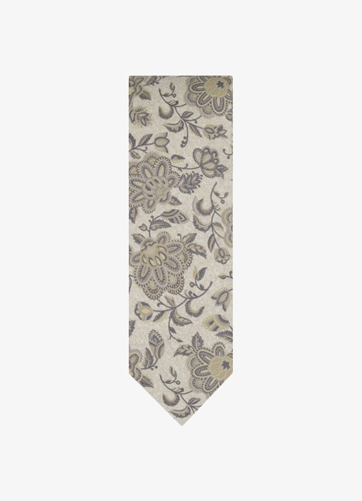 Profuomo Stropdas van zijde met bloemenprint