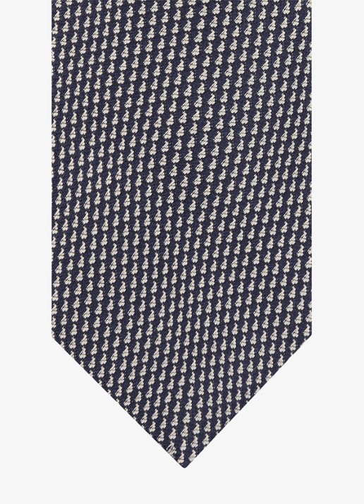 Profuomo Stropdas van zijde met pied-de-poule dessin - detail 2 donkerblauw