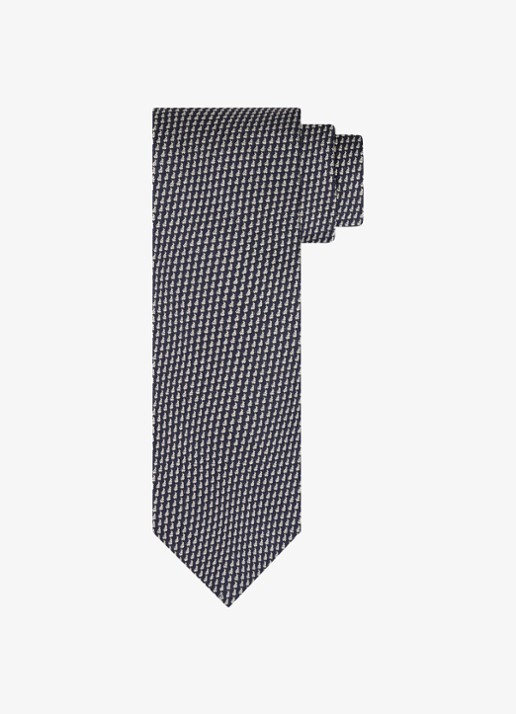 Profuomo Stropdas van zijde met pied-de-poule dessin - voorkant donkerblauw