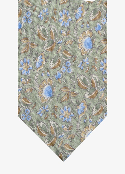 Profuomo Stropdas van zijde met print - detail groen