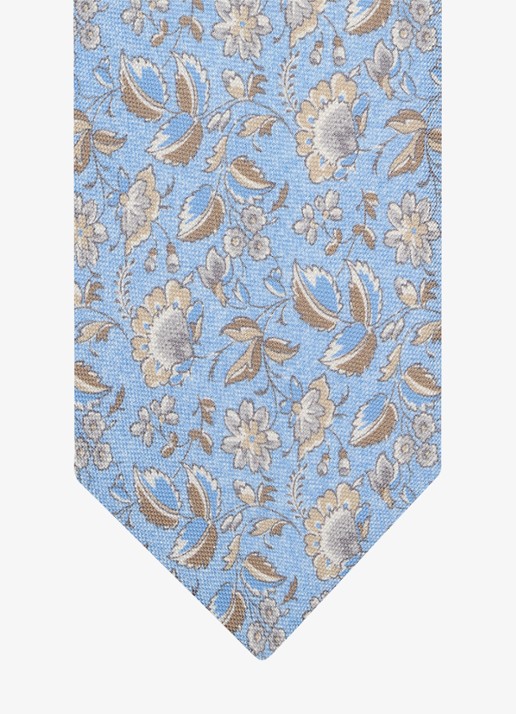 Profuomo Stropdas van zijde met print - detail 2 lichtblauw
