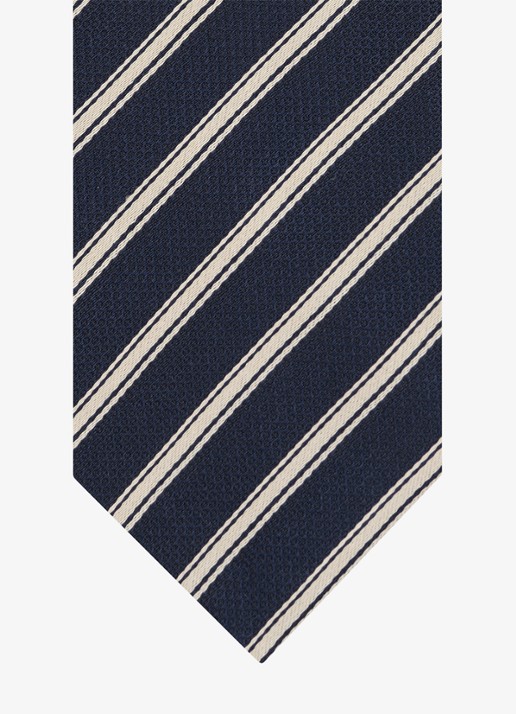 Profuomo Stropdas van zijde met streepprint - detail 2 donkerblauw