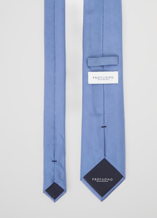Profuomo Stropdas van zijde - detail 3 middenblauw