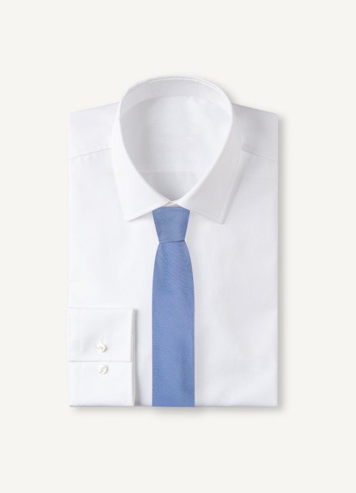 Profuomo Stropdas van zijde - voorkant 2 middenblauw