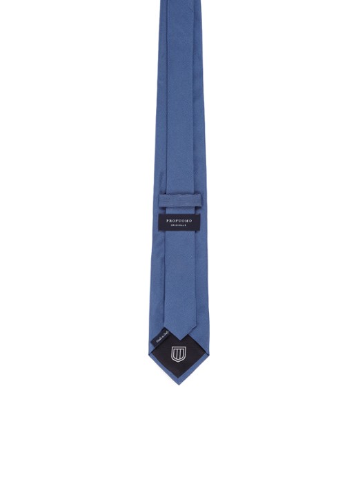Profuomo Stropdas van zijde - achterkant 2 middenblauw
