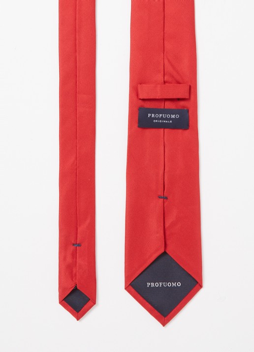 Profuomo Stropdas van zijde  - detail 3 steenrood