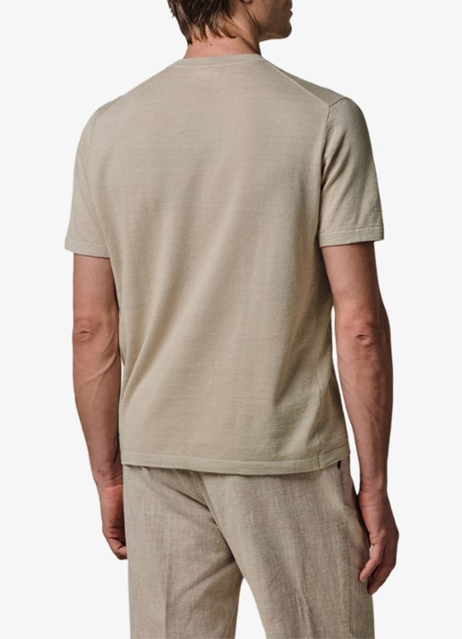 Profuomo T-shirt in linnenblend met ronde hals - achterkant 5 beige