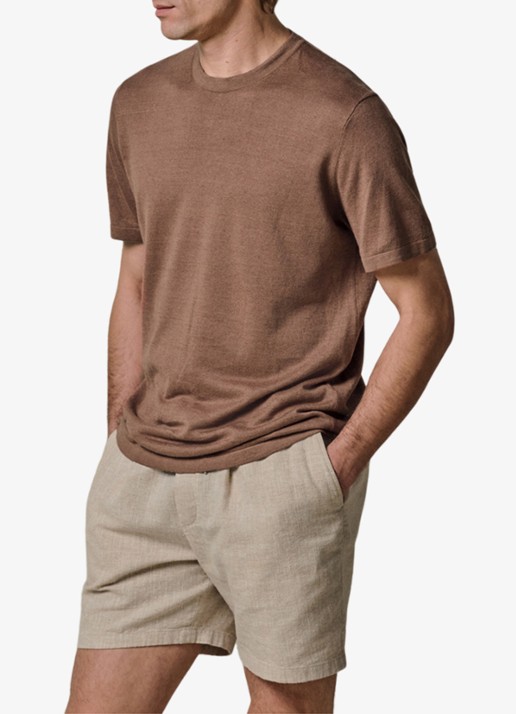 Profuomo T-shirt in linnenblend met ronde hals