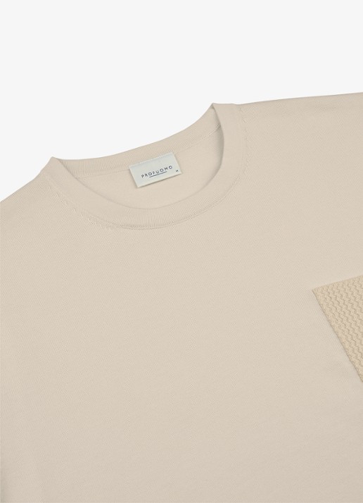 Profuomo T-shirt met borstzak - detail 4 gebroken wit