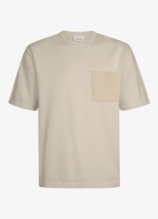 Profuomo T-shirt met borstzak - voorkant 5 gebroken wit