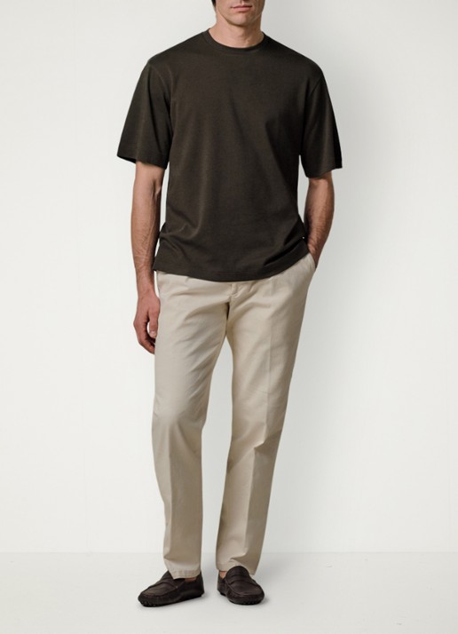 Profuomo T-shirt met ronde hals - voorkant 3 donkerbruin