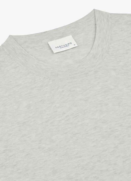 Profuomo T-shirt met ronde hals - detail 4 lichtgrijs