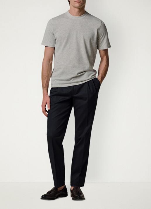 Profuomo T-shirt met ronde hals - voorkant 2 lichtgrijs
