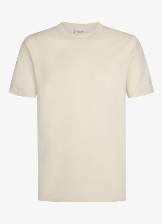 Profuomo T-shirt met ronde hals - voorkant gebroken wit