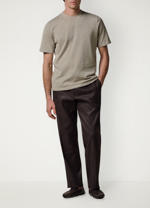 Profuomo T-shirt met ronde hals - voorkant 6 beige