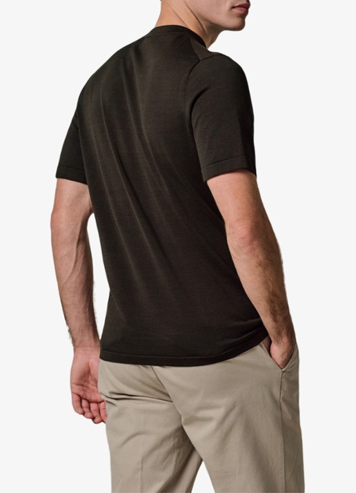 Profuomo T-shirt met ronde hals - achterkant donkerbruin