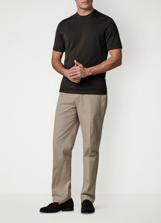Profuomo T-shirt met ronde hals - voorkant 6 donkerbruin