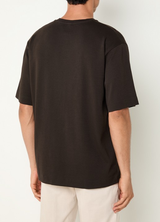 Profuomo T-shirt met stretch - achterkant 4 bruin