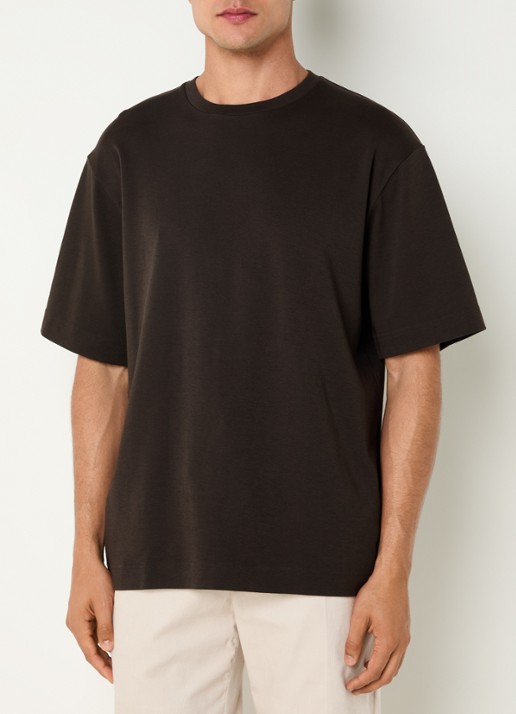 Profuomo T-shirt met stretch - detail 3 bruin