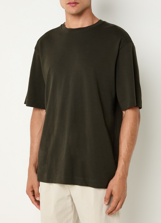 Profuomo T-shirt met stretch - detail 3 bronsgroen