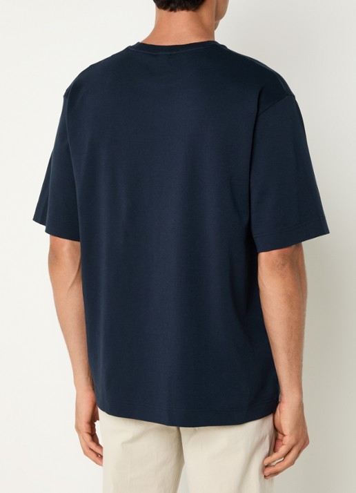 Profuomo T-shirt met stretch - achterkant 4 donkerblauw